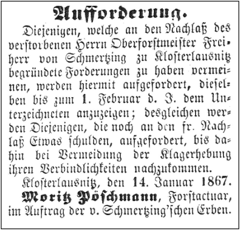 1867-01-14 Kl Aufforderung